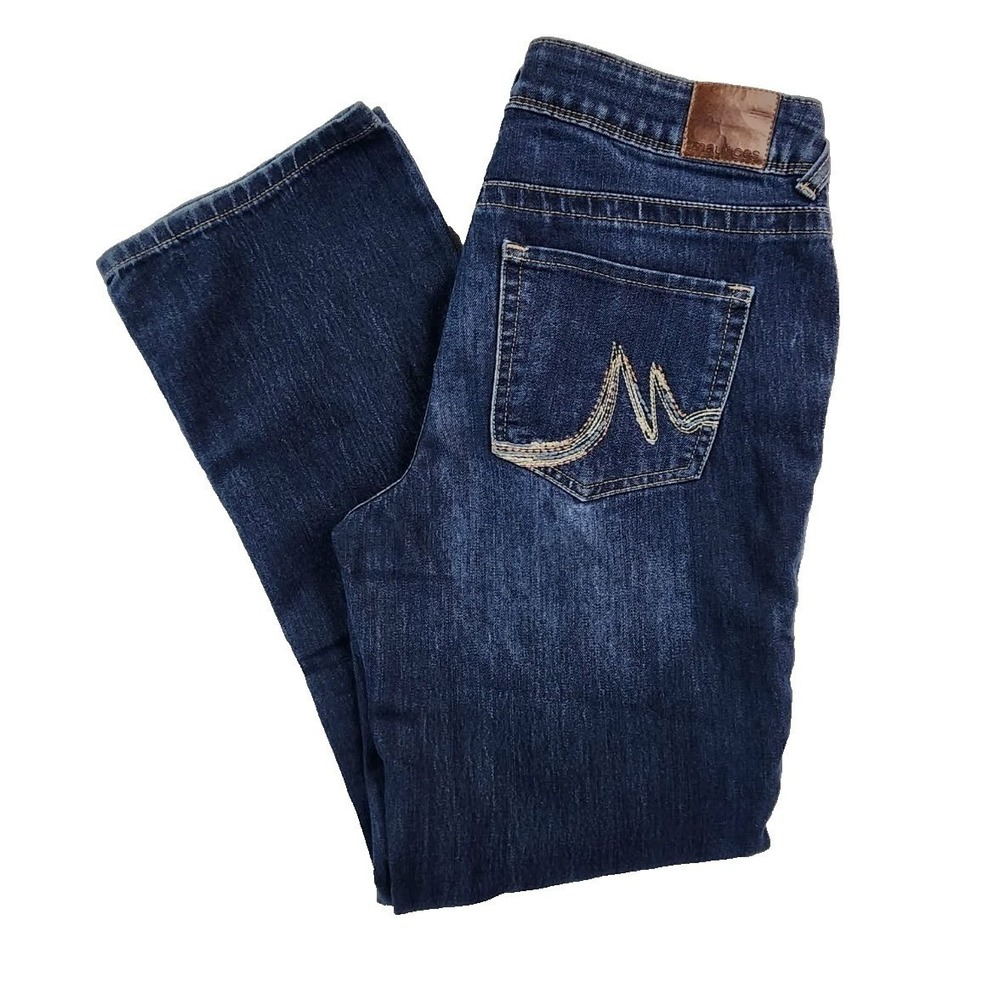 Maurices Bootcut Dark‎ Wash Jeans Women 8 Short Blue Denim Stretch Embroidered